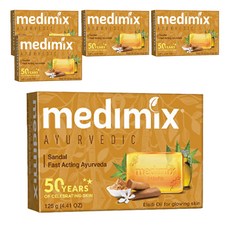 medimix 印度檀香皂 125g, 添加檀香油, 經典草本香皂, 溫和清潔不刺激, 5個