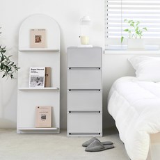 코멧 국내생산 모던 슬림서랍장, 그레이, 4단 그레이, 4개