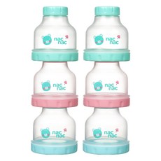 nac nac 玩美多功能奶粉盒, 2組, Transparent container (lid color: Pink, Blue, Mint)