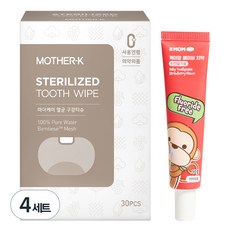 마더케이 멸균 구강티슈 30매 + 무불소 베이비 치약, 4세트