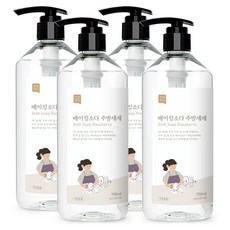 쉼표365 베이킹소다 주방세제 라즈베리향, 750ml, 4개