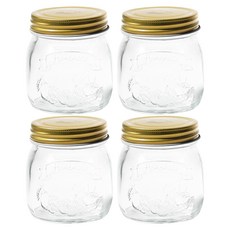 키볼리 원형 홈메이드 콰트로 유리병 잼통, 4개, 250ml 4개, 250ml