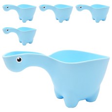 PUKU 藍色企鵝 恐龍造型水瓢，PP材質耐摔耐高溫，底部四腳平穩設計, 水藍色, 5個