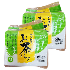日本製沖泡濾袋60枚x2包, 寬底設計, 附棉繩, 一次性使用, 60入, 2包