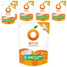 橘子工坊 天然無香精制菌洗衣精補充包 洗淨病毒升級版，有效洗淨RSV、冠狀病毒、A/B流感病毒, 1.5L, 6包