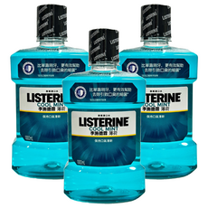 LISTERINE 李施德霖 薄荷除菌漱口水，抗菌防護罩，清新薄荷口感，清除口腔異味, 1L, 3瓶