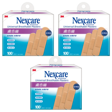 3M Nexcare 膚色繃帶, 美觀舒適 透氣服貼 黏貼穩固 防水 100片, 3盒