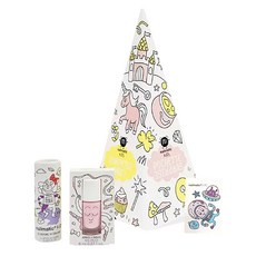 nailmatic KIDS 童話公主指甲油驚喜禮盒組 Set, N 拉拉指甲油 8ml+紋身轉印貼紙+氣球+蠟筆色筆12色+糖果粉，1組, 紋身轉印貼紙+氣球+鉛筆色筆12色+糖果粉