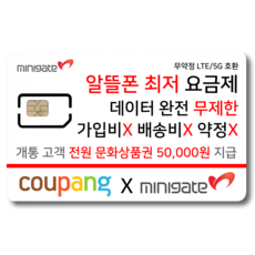  유심-미니게이트 일반유심 KT알뜰폰 무약정 요금제 데이터 무제한 유심요금제  상품 이미지