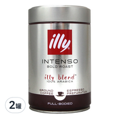 illy 意利 深度濃縮咖啡粉 2罐組 (250g/罐) - 深焙阿拉比卡研磨咖啡粉, 2罐, 研磨咖啡粉