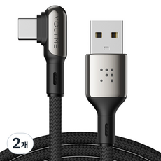 볼트미 A타입-C타입 Stark 90도 USB 고속충전 케이블, 혼합색상, 2개, 2m