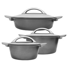LocknLock 樂扣樂扣 Bridge IH雙耳湯鍋組, 灰色, 2.4L + 4.4L + 3.9L, 1組