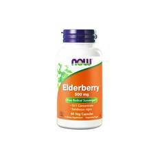 Now 健而婷 接骨木果植物膠囊 500mg, 60粒素食膠囊, 60顆, 1罐