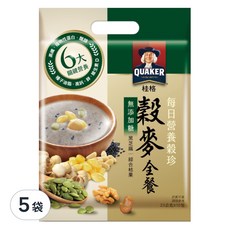 QUAKER 桂格 每日營養穀珍穀麥全餐 無添加糖 10包, 230g, 5袋