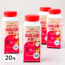 비락 유기농 야채사랑ABC, 180ml, 20개