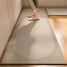 德利生活 日式條紋廚房珪藻泥吸水地墊 60 x 40cm 隨圓 - 超強吸水、防滑、易清潔