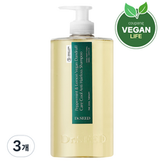 닥터시드 페퍼민트 앤 레몬 비건 비듬케어 쿨 탈모 샴푸, 1000ml, 3개