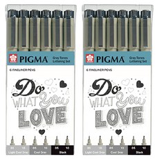 SAKURA 櫻花 PIGMA MICRON 筆格邁 櫻花Figma微米單調刻字套裝, 淺冷灰、冷灰、黑色, 2組