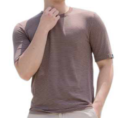 巧奇 COOL涼T 條紋短袖排汗休閒上衣 男 - 摩卡那堤, L, 1件