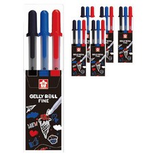 GELLY ROLL 櫻花細三件組 0.6mm, 6組, 黑色、藍色、紅色