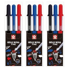 GELLY ROLL 櫻花細三件組 0.6mm, 3組, 黑色、藍色、紅色