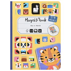 Janod 磁鐵遊戲書 動物拼圖, 原生紙漿材質 安全環保, 法式原創設計 圖樣繽紛童趣, 磁吸設計 8種動物圖樣自由拼裝