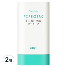 OBge 포어제로 오일 컨트롤 선스틱 SPF50+ PA++++, 18g, 2개
