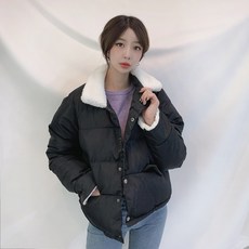바나나2 뽀글이카라 여성 숏패딩
