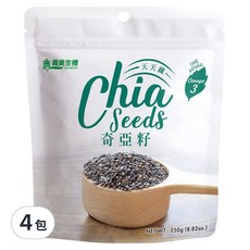 義美生機 奇亞籽, 富含Omega-3和膳食纖維, 促進腸道蠕動, 百搭吃法, 250g, 4包