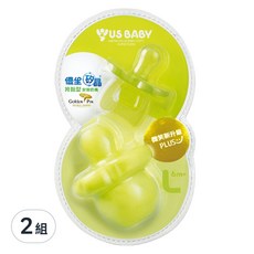 US baby 優生 矽晶安撫奶嘴升級版 拇指型, 醫療級白金矽膠 安全透氣, 顏色隨機, 2組