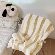 FANCY LIFE 珊瑚絨毛巾,卡其白條紋,2條裝,柔軟吸水,親膚舒適,居家旅行必備, 2條