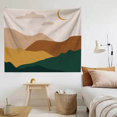 Hoom 禾慕生活 莫蘭迪居家掛布, 月夜森林-150cm*130cm (贈安裝包), 150 x 130cm