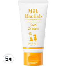 밀크바오밥 베이비앤키즈 선크림 SPF50+ PA++++, 5개, 80ml