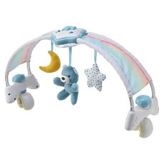 Chicco 2合1彩虹柔光音樂拱橋, 多功能安撫玩具, 嬰兒床、推車、汽座皆適用, 粉藍色, 1組