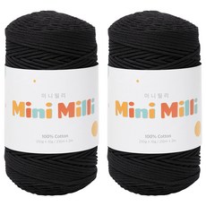 yarna 미니밀리 뜨개실 250g, 727 블랙, 2개 727 블랙, 2개