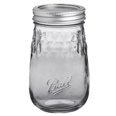 Ball 梅森 玻璃梅森罐 窄口晶鑽 16oz (約473ml) Set 4 美國製造, 473ml, 4個