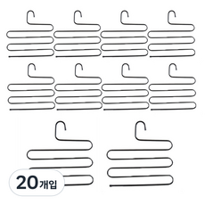 ABM 다용도 바지걸이 S형, 블랙, 20개입