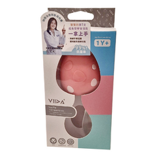 VIIDA 抗菌不鏽鋼學習湯匙, 360度四面皆可抓握, 99%抗菌率, 適用年齡1Y+, 11.8 x 5.2 x 3cm, 甜心粉, 1支