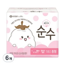 좋은느낌 순수 울트라 중형 생리대 날개형, 18매입, 6개