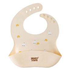 PaPa 幼兒用矽膠防水副食品圍兜, 1個, 1個, 奶油羊群