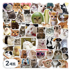 특별한상점 노트북 캐리어 여행 귀여운 고양이 스티커 세트 UU029, 키치 캣츠, 2세트