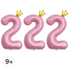 JOYPARTY 숫자 2 왕관 은박풍선 90cm, 핑크, 9개