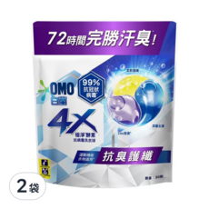 白蘭 4X極淨酵素抗病毒洗衣球補充包 抗臭護纖, 30顆, 2袋
