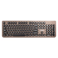 INTOPIC 廣鼎 復古圓形鍵帽鍵盤 KBD-76, 104鍵標準數字鍵盤, USB介面免驅動隨插即用, Windows/Mac 系統支援, KBD-76-BR, 古銅色, 1個
