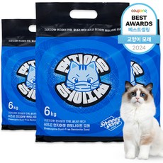쉬즈곤 먼지아웃 벤토나이트 고양이 모래, 6kg, 3개, 무향 6kg, 3개