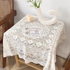 快豹 韓風ins 蕾絲勾花桌布, 140 x 140cm, 微米白, 1條