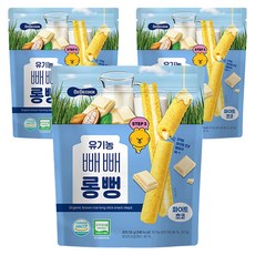 베베쿡 유기농 빼빼롱뻥 화이트초코, 55g, 3개