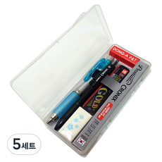 동아 프로매틱 샤프 랜덤 발송 + 샤프심 랜덤 발송 + 하이브리드펜 랜덤 발송 +지우개 + 케이스 세트, 혼합 색상, 5세트