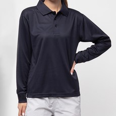 CARET 男女適穿涼感長袖POLO衫，100%滌綸網眼布材質, 2XL, 海軍藍色