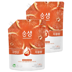 Soonsaem 檸檬酸西柚洗碗精補充裝, 葡萄柚/橙色, 1.4L, 2個